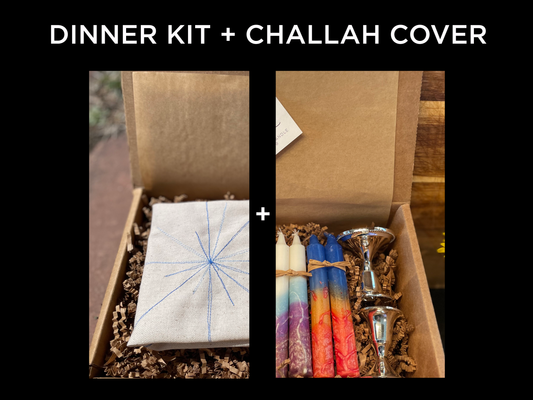 Shabbat Dinner Kit with Handmade Challah Cover